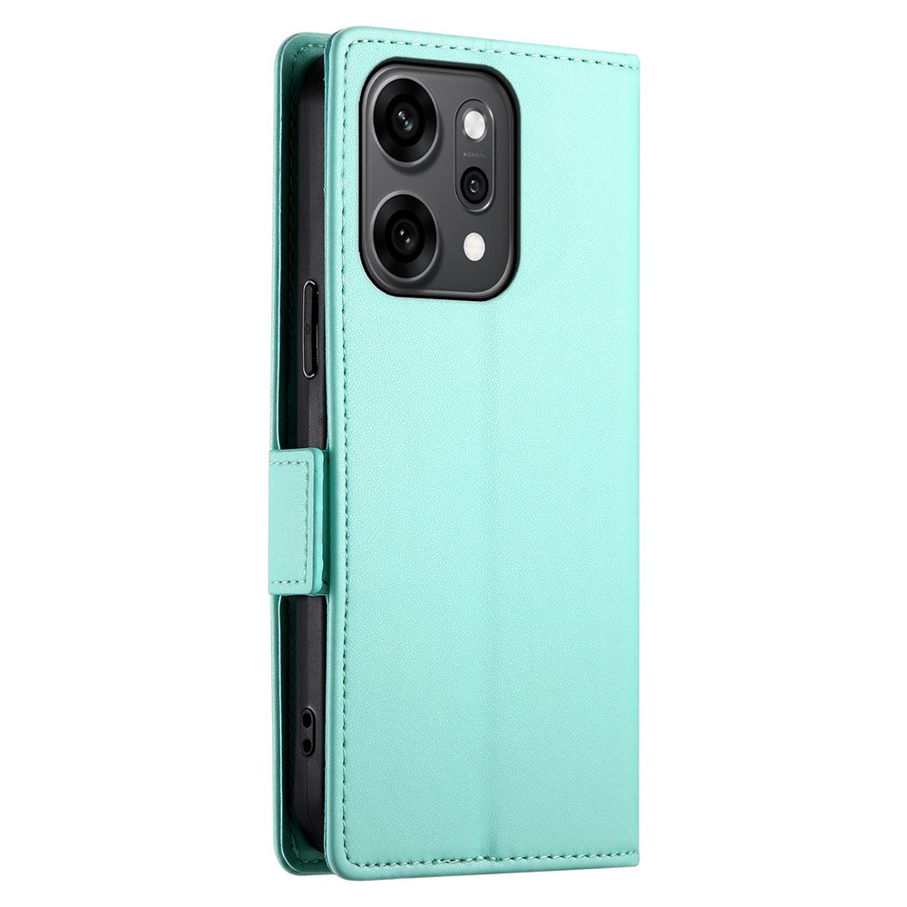 For Oppo Reno14 Pro 5G (Global) Stand Case PU Leather Wallet Phone Cover - Mint Green