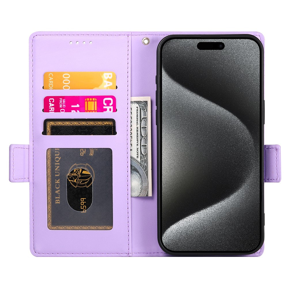 For iPhone 17 Pro Max Stand Case PU Leather Wallet Phone Cover - Purple