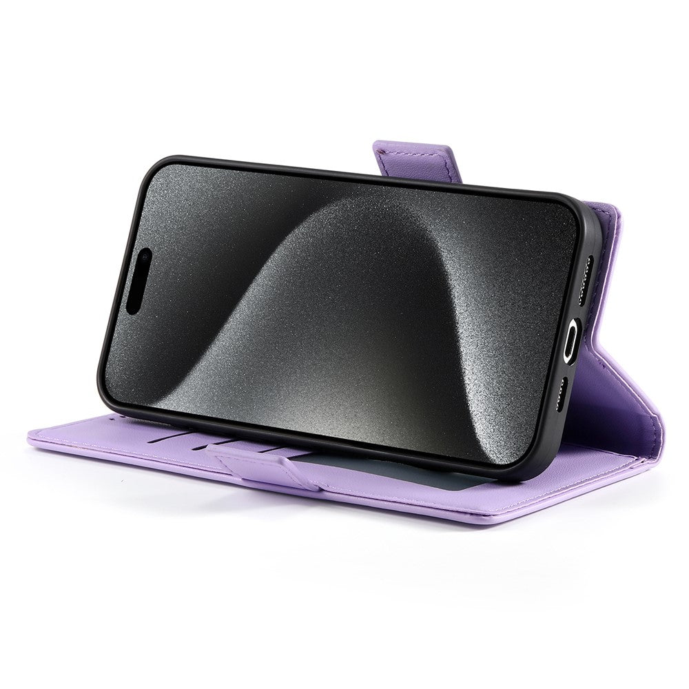For iPhone 17 Pro Max Stand Case PU Leather Wallet Phone Cover - Purple