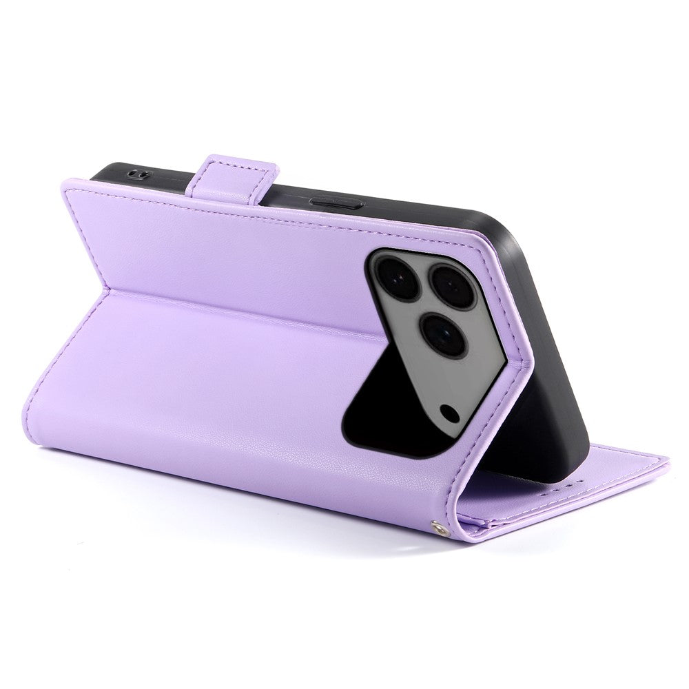 For iPhone 17 Pro Max Stand Case PU Leather Wallet Phone Cover - Purple