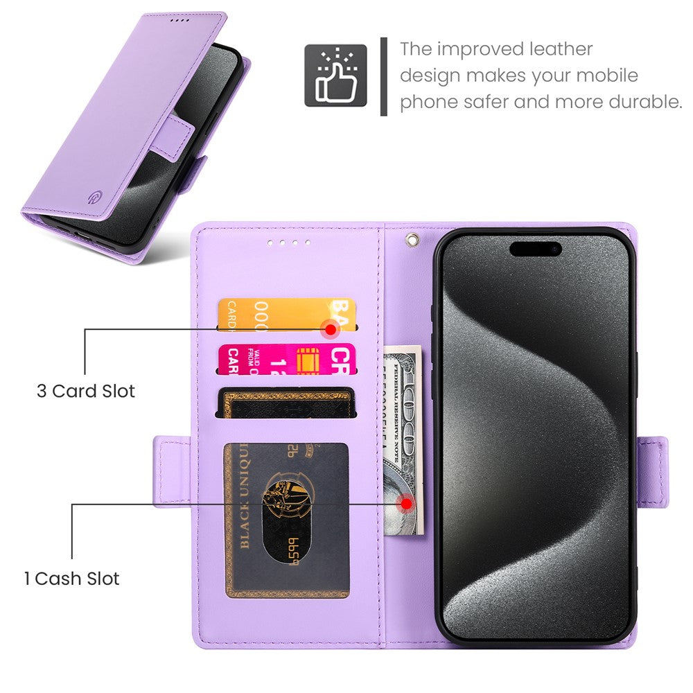 For iPhone 17 Pro Max Stand Case PU Leather Wallet Phone Cover - Purple