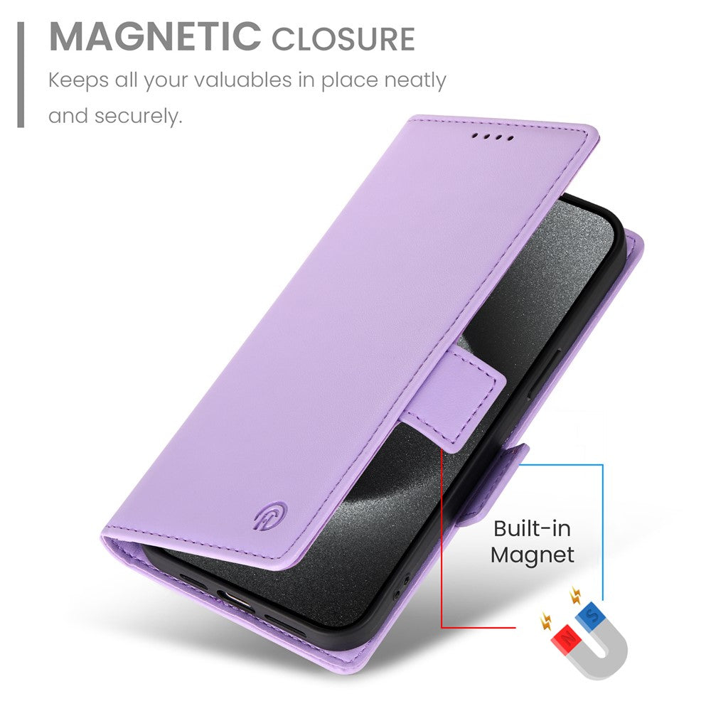 For iPhone 17 Pro Max Stand Case PU Leather Wallet Phone Cover - Purple