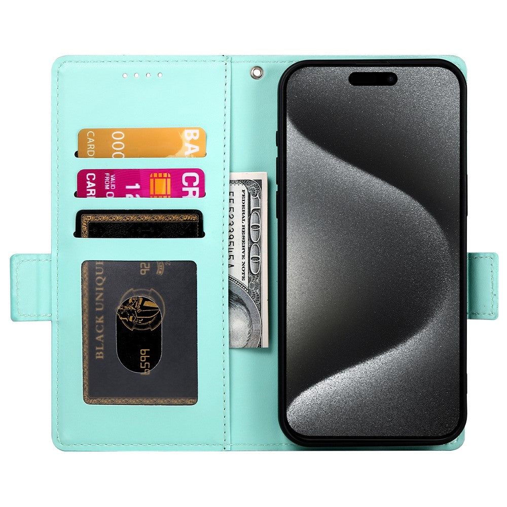 For iPhone 17 Pro Max Stand Case PU Leather Wallet Phone Cover - Mint Green