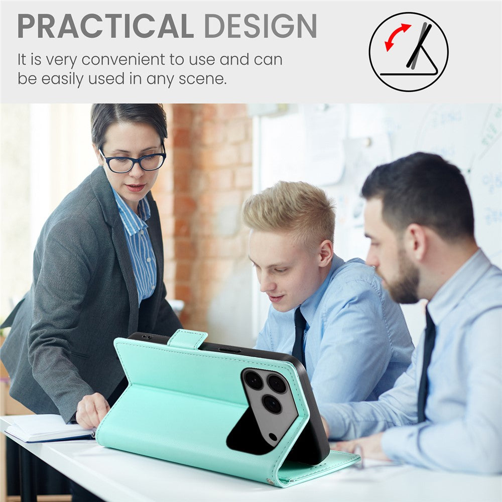 For iPhone 17 Pro Max Stand Case PU Leather Wallet Phone Cover - Mint Green
