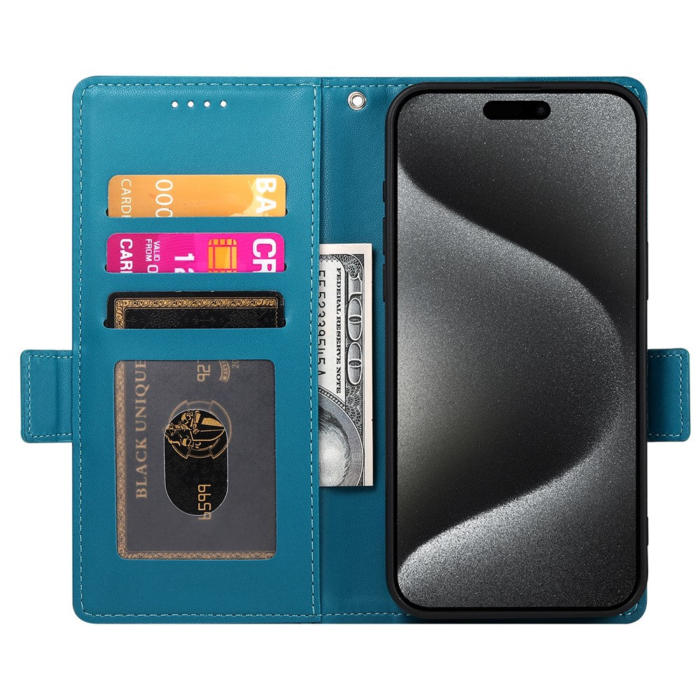 For iPhone 17 Pro Max Stand Case PU Leather Wallet Phone Cover - Blue