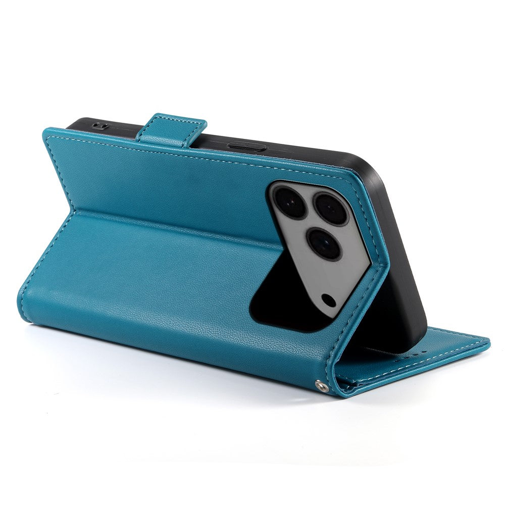 For iPhone 17 Pro Max Stand Case PU Leather Wallet Phone Cover - Blue