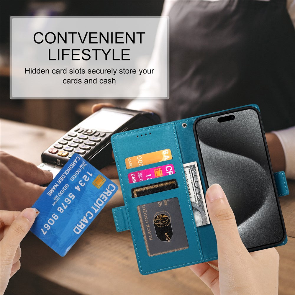 For iPhone 17 Pro Max Stand Case PU Leather Wallet Phone Cover - Blue