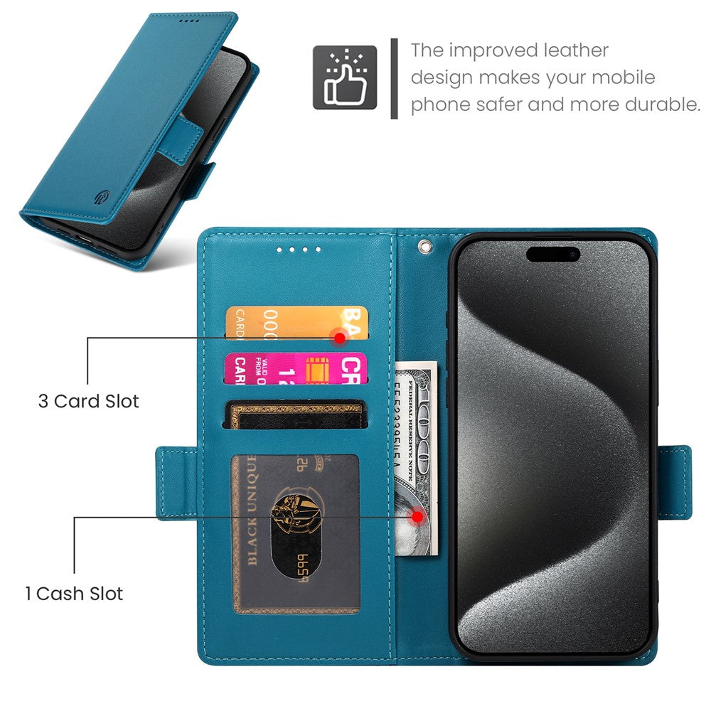 For iPhone 17 Pro Max Stand Case PU Leather Wallet Phone Cover - Blue
