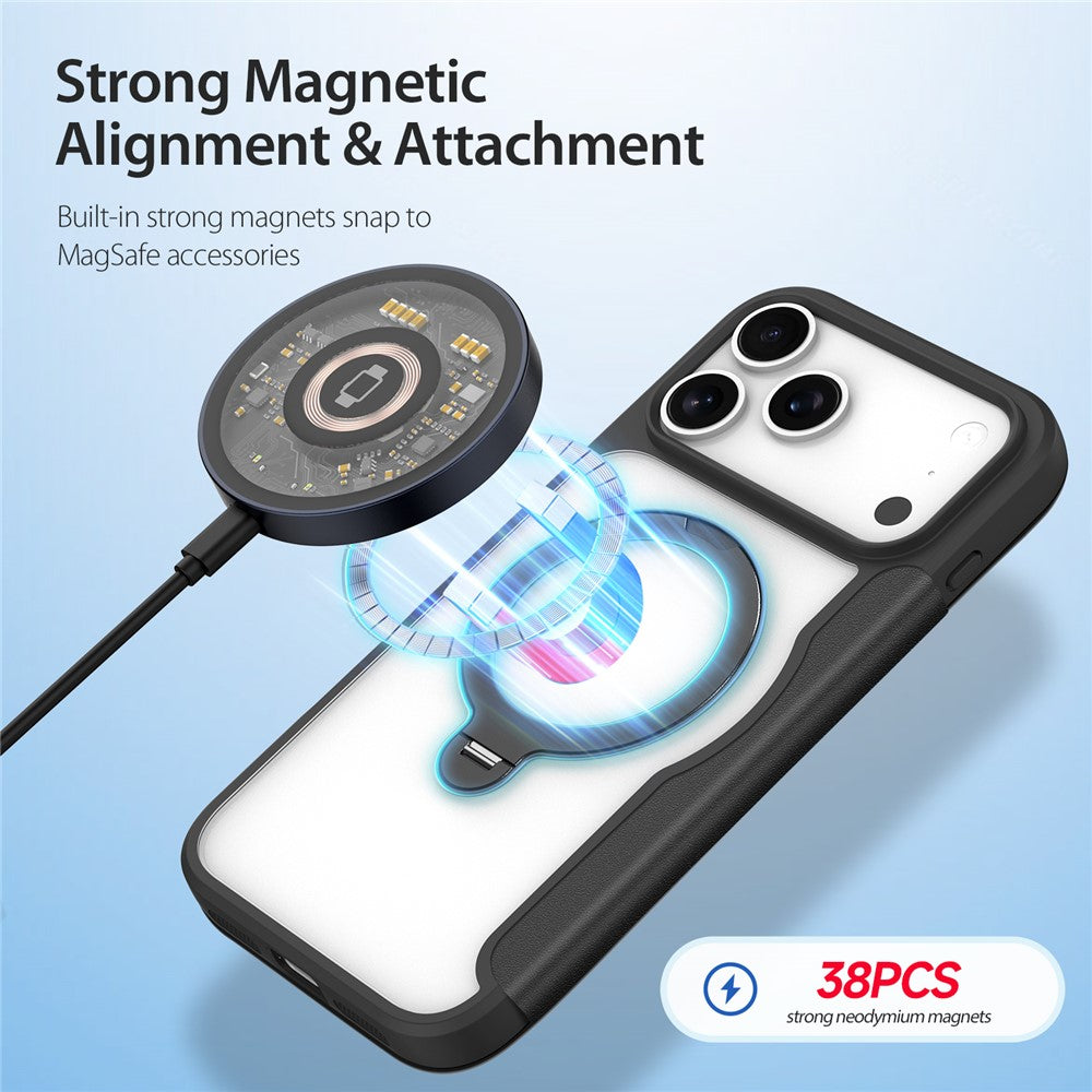 For iPhone 17 Pro Max Leather Case DUX DUCIS Skin X Pro Series Rotary Kickstand Cover Compatible with MagSafe - Black