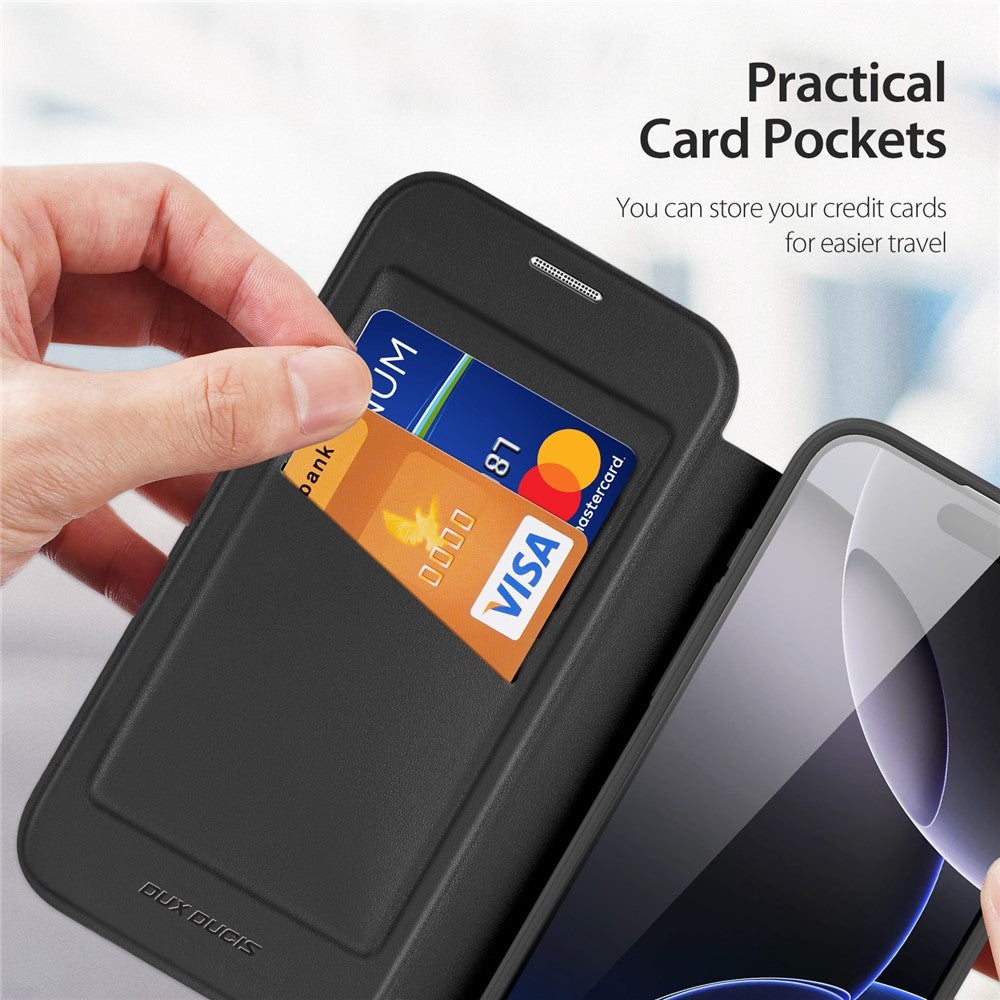 For iPhone 17 Pro Max Leather Case DUX DUCIS Skin X Pro Series Rotary Kickstand Cover Compatible with MagSafe - Black