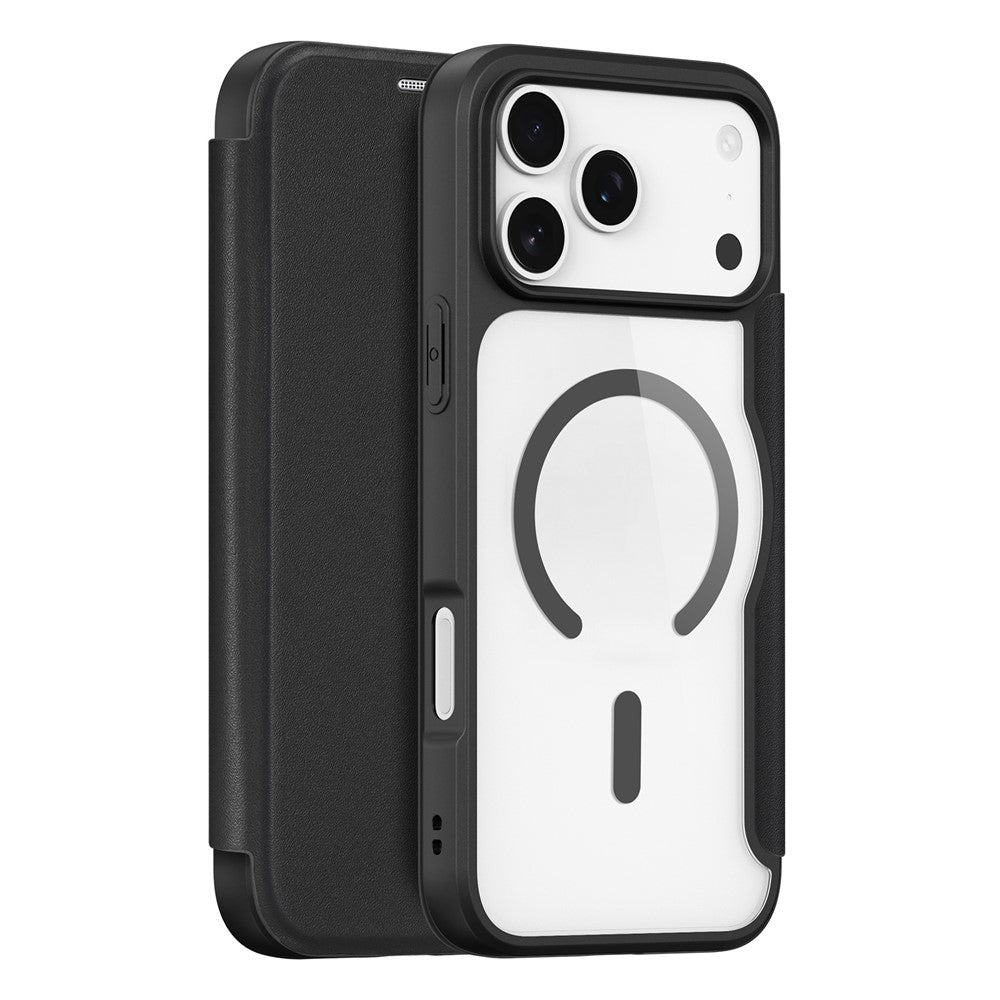 For iPhone 17 Pro Max Leather Case DUX DUCIS Skin X Pro Series Flip Cover Compatible with MagSafe - Black