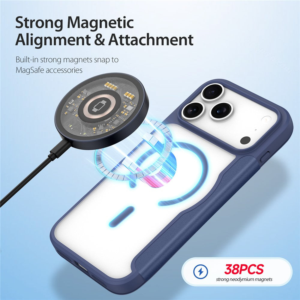 For iPhone 17 Pro Max Leather Case DUX DUCIS Skin X Pro Series Flip Cover Compatible with MagSafe - Blue