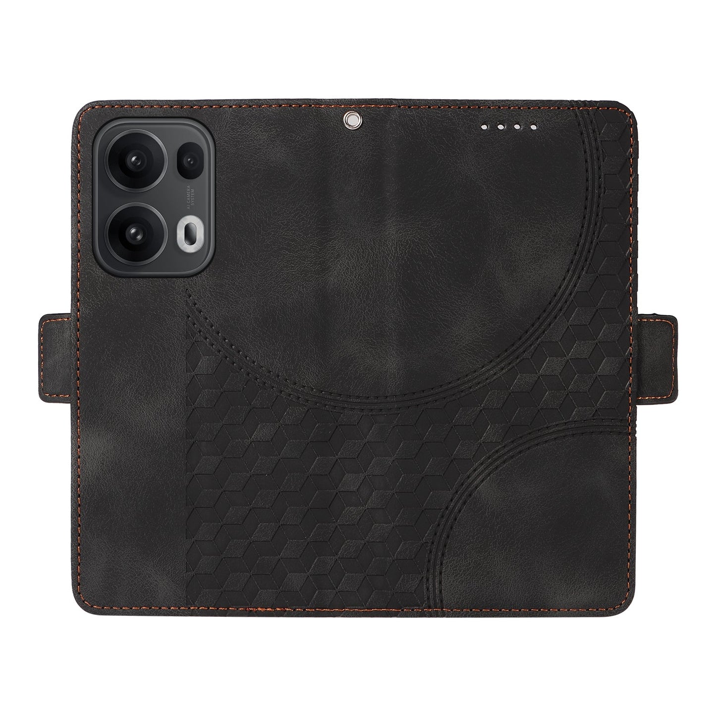 For Oppo Reno13 Pro 5G / Oppo Reno14 Pro 5G (China) / Oppo Reno14 Pro 5G (Global) Leather Cases Wallet Rhombus Imprinted Phone Cover Stand with Strap - Black