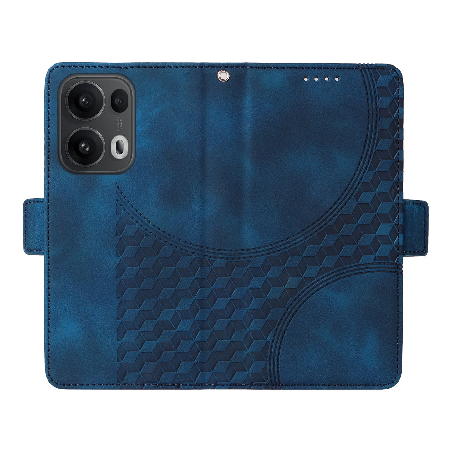 For Oppo Reno13 Pro 5G / Oppo Reno14 Pro 5G (China) / Oppo Reno14 Pro 5G (Global) Leather Cases Wallet Rhombus Imprinted Phone Cover Stand with Strap - Blue