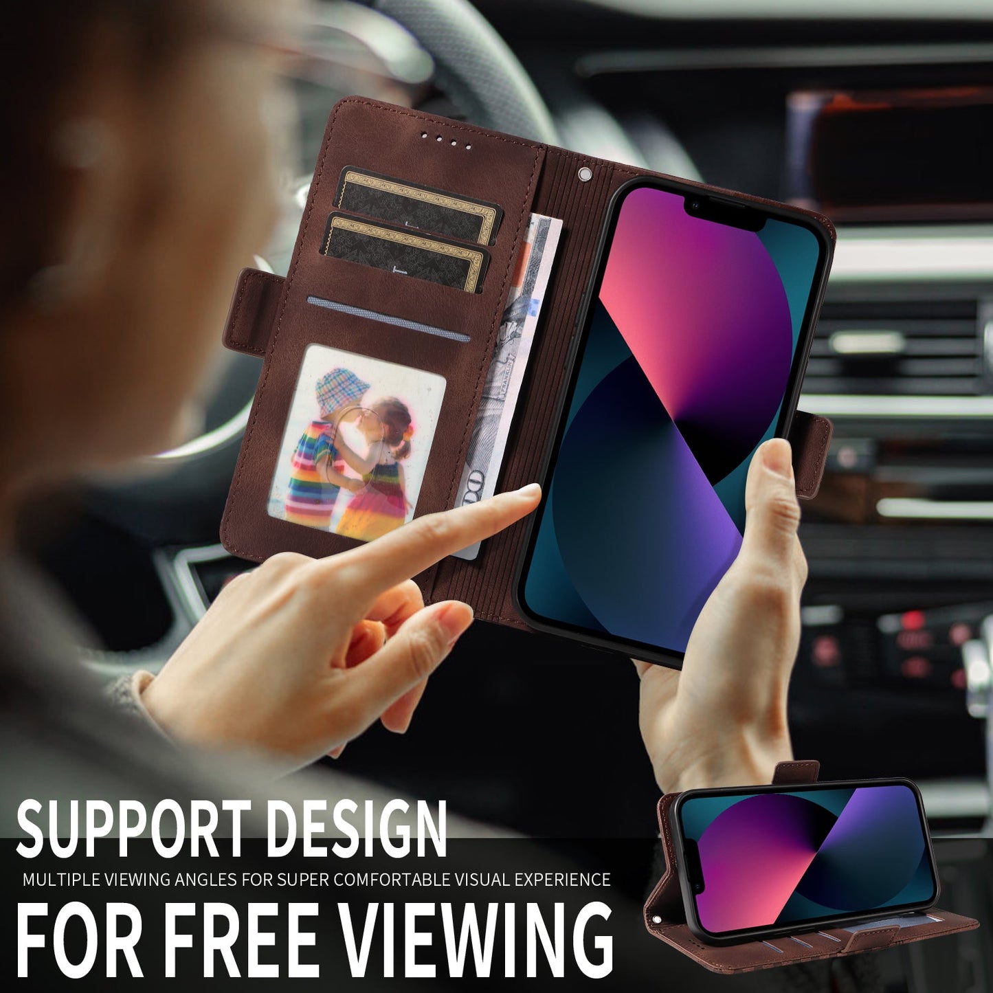 For Oppo Reno13 Pro 5G / Oppo Reno14 Pro 5G (China) / Oppo Reno14 Pro 5G (Global) Leather Cases Wallet Rhombus Imprinted Phone Cover Stand with Strap - Brown