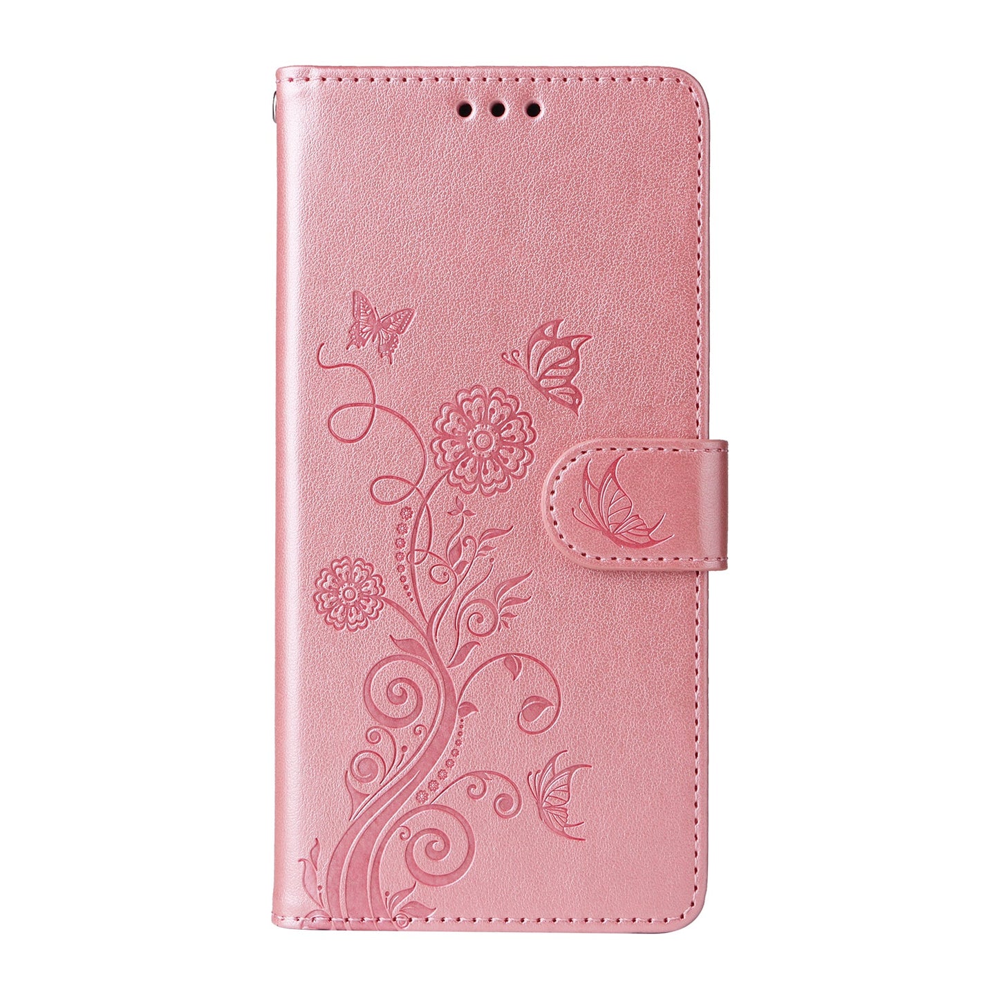 For Oppo Reno13 Pro 5G / Oppo Reno14 Pro 5G (China) / Oppo Reno14 Pro 5G (Global) Leather Case Butterfly Floral Imprint Wallet Stand Cover - Pink