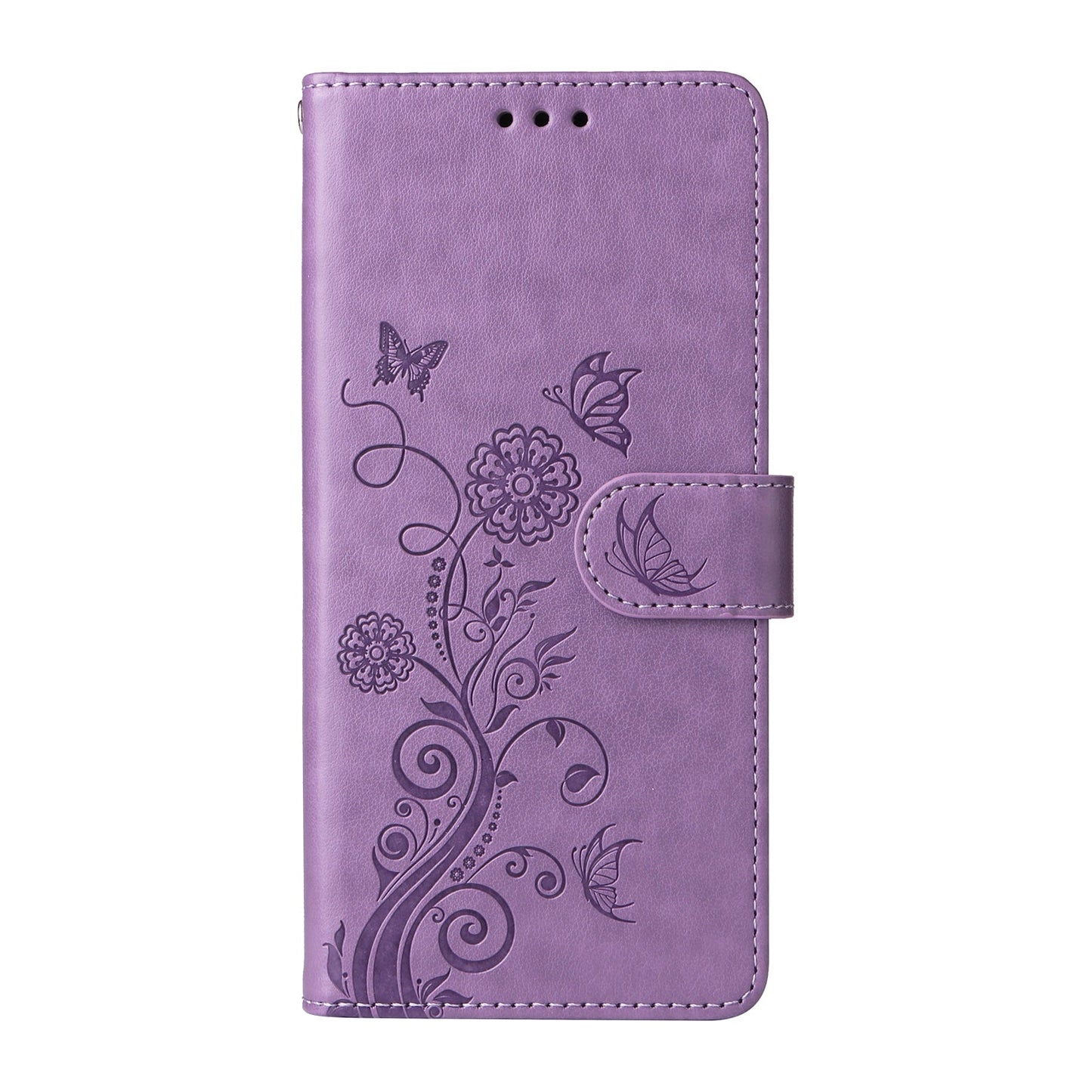 For Oppo Reno13 Pro 5G / Oppo Reno14 Pro 5G (China) / Oppo Reno14 Pro 5G (Global) Leather Case Butterfly Floral Imprint Wallet Stand Cover - Purple
