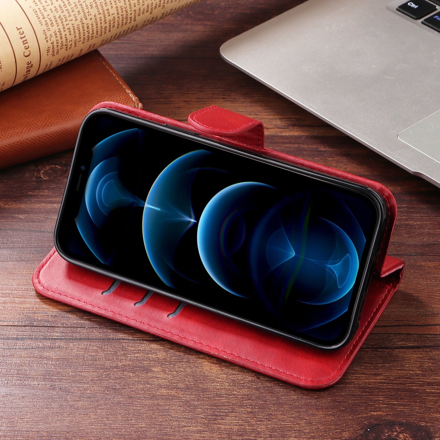 For Oppo Reno14 Pro 5G (China) / Oppo Reno13 Pro 5G / Oppo Reno14 Pro 5G (Global) PU Leather Cases with Zipper Pocket Wallet Phone Cover Stand - Red