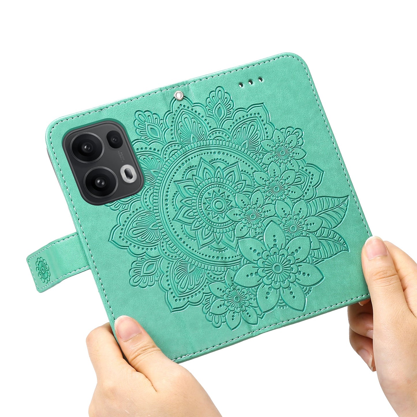 For Oppo Reno14 Pro 5G (China) / Oppo Reno13 Pro 5G / Oppo Reno14 Pro 5G (Global) Case Floral Pattern PU Leather Wallet Stand Phone Cover - Green