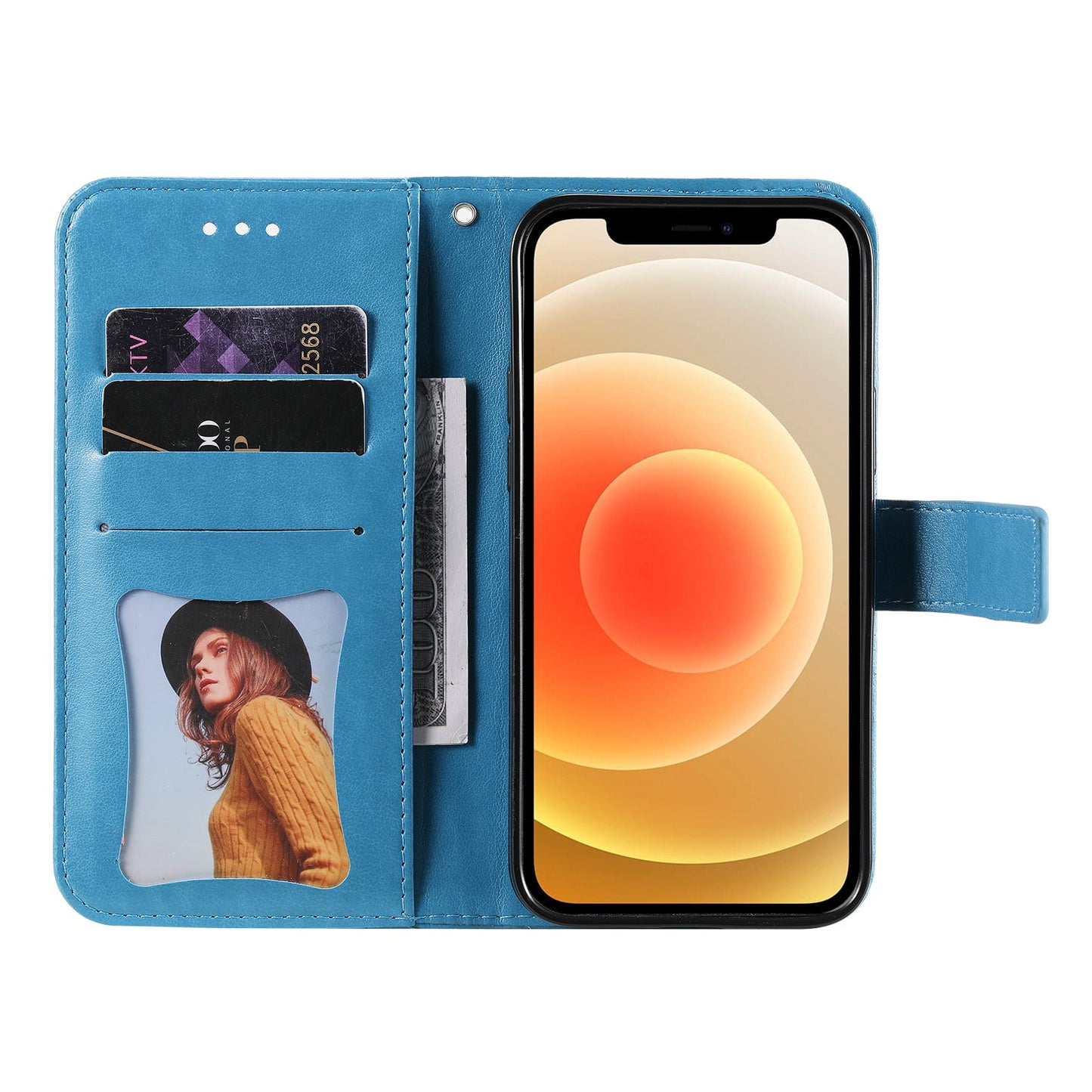 For Oppo Reno14 Pro 5G (China) / Oppo Reno13 Pro 5G / Oppo Reno14 Pro 5G (Global) Case Floral Pattern PU Leather Wallet Stand Phone Cover - Blue