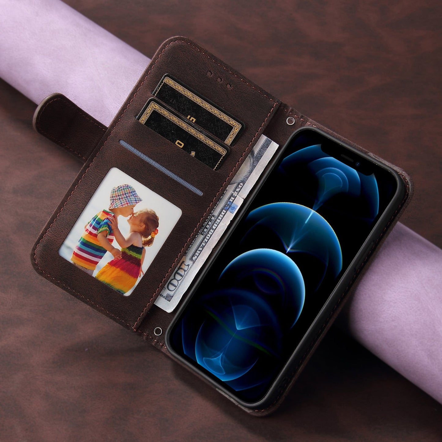 For Oppo Reno14 Pro 5G (China) / Oppo Reno13 Pro 5G / Oppo Reno14 Pro 5G (Global) Leather Wallet Cases Skin Touch Phone Cover Stand with Strap - Brown