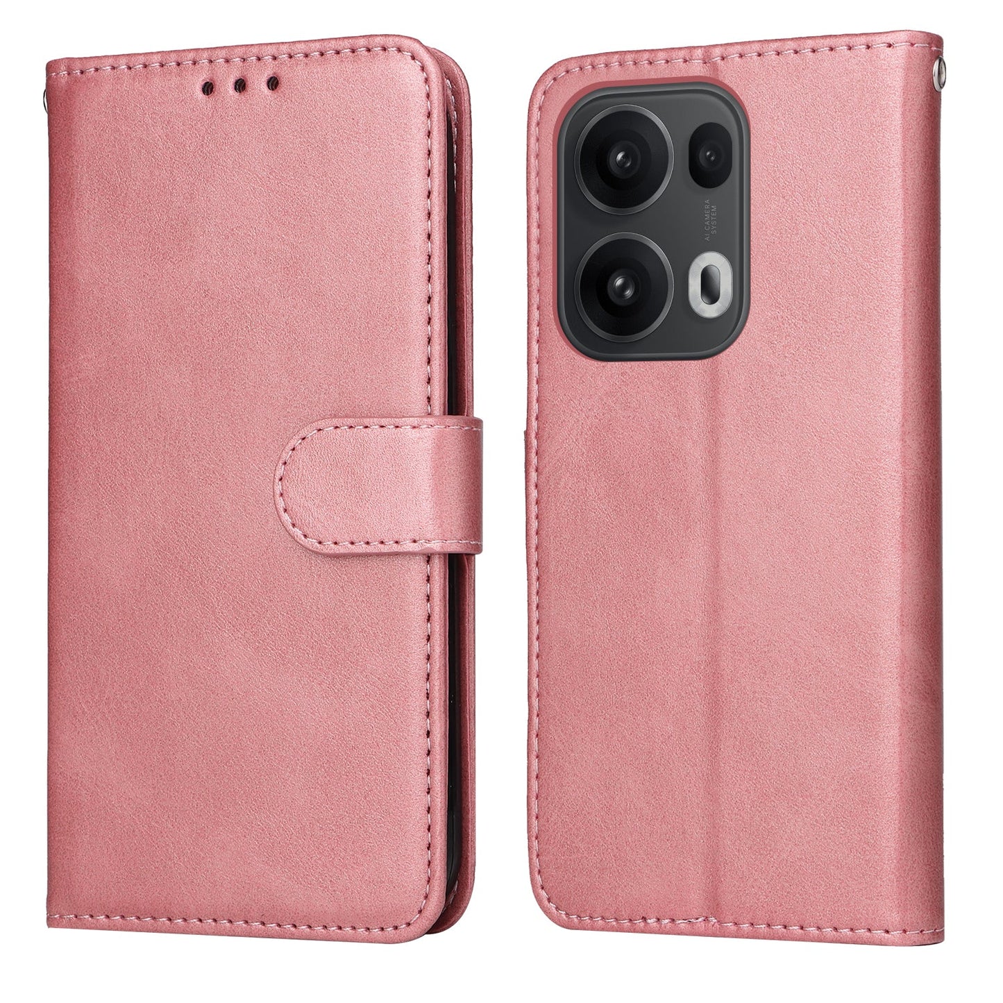 For Oppo Reno14 Pro 5G (China) / Oppo Reno13 Pro 5G / Oppo Reno14 Pro 5G (Global) Case Wallet PU Leather Folio Flip Phone Cover - Pink