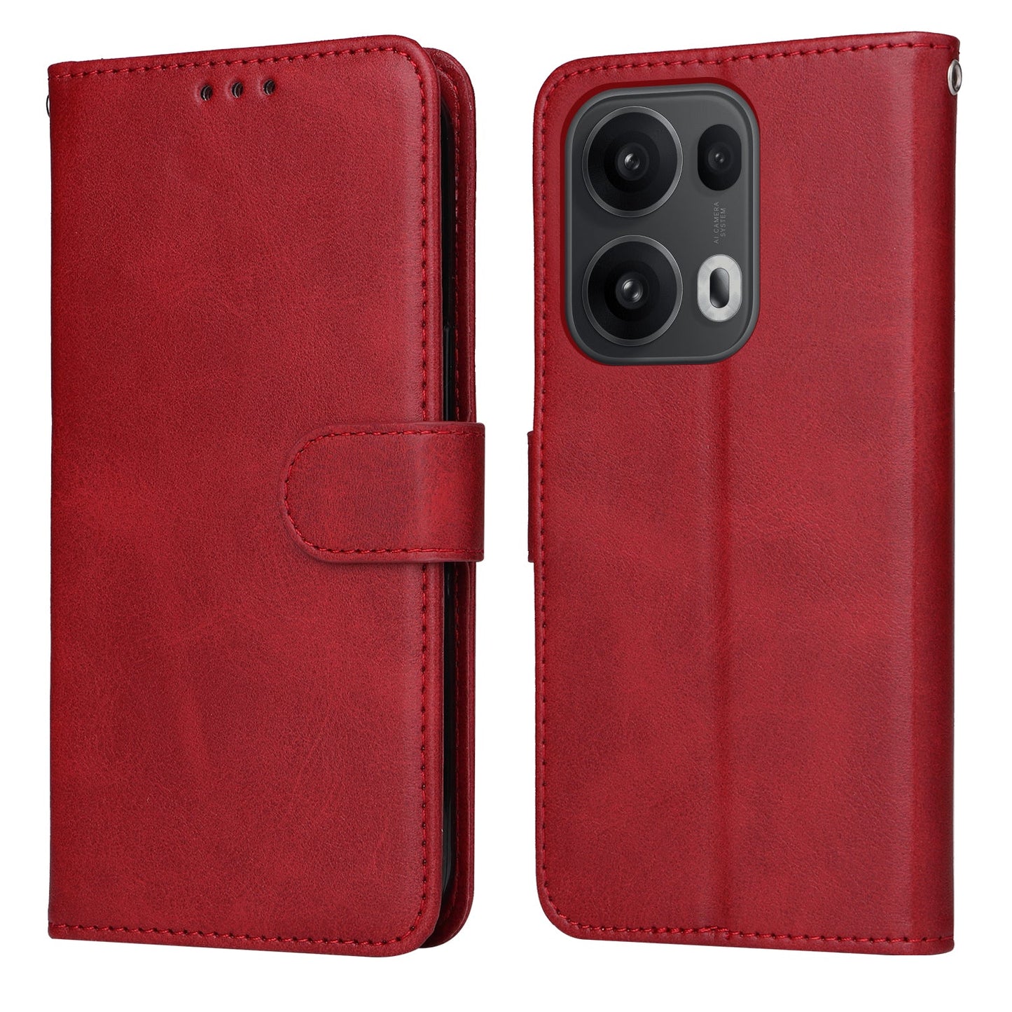 For Oppo Reno14 Pro 5G (China) / Oppo Reno13 Pro 5G / Oppo Reno14 Pro 5G (Global) Case Wallet PU Leather Folio Flip Phone Cover - Red