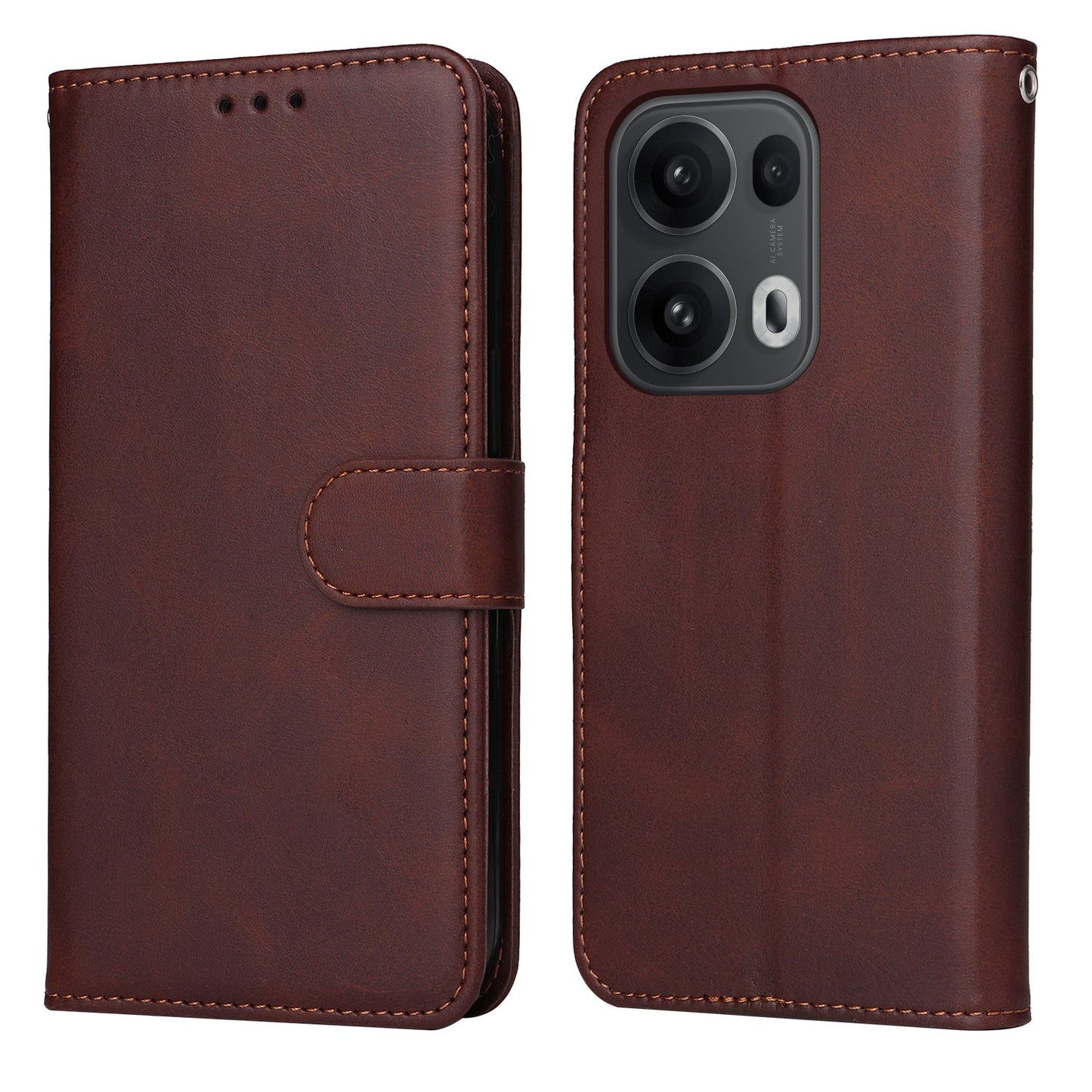 For Oppo Reno14 Pro 5G (China) / Oppo Reno13 Pro 5G / Oppo Reno14 Pro 5G (Global) Case Wallet PU Leather Folio Flip Phone Cover - Brown