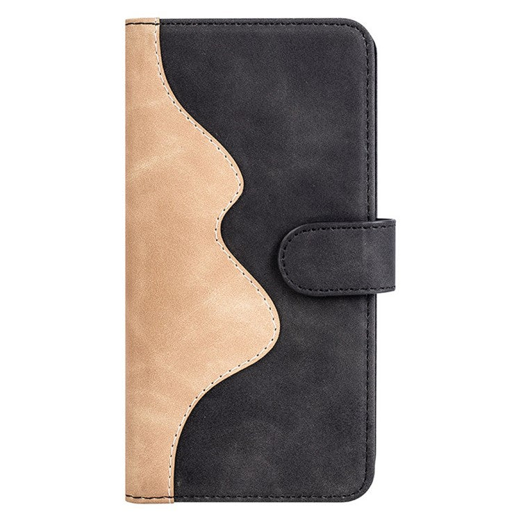 For Motorola Edge 30 Neo 5G Color Splicing PU Leather Shockproof Stand Wallet Case Magnetic Clasp Protective Cover - Black
