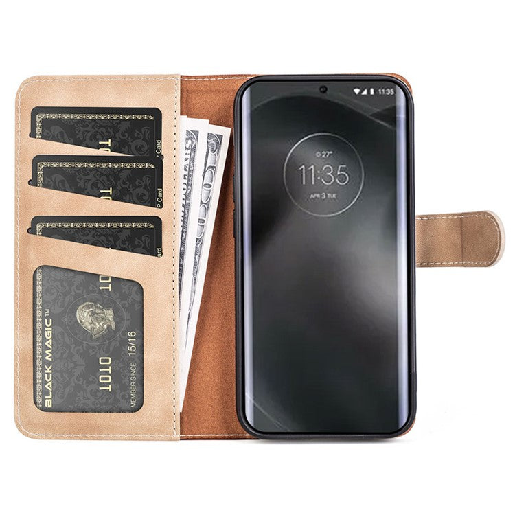 For Motorola Edge 30 Neo 5G Color Splicing PU Leather Shockproof Stand Wallet Case Magnetic Clasp Protective Cover - Yellow