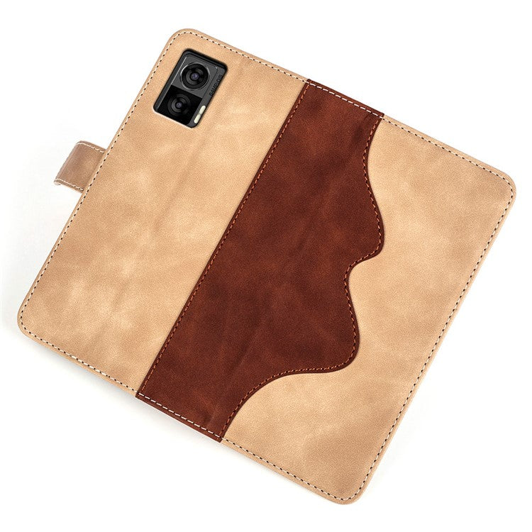 For Motorola Edge 30 Neo 5G Color Splicing PU Leather Shockproof Stand Wallet Case Magnetic Clasp Protective Cover - Yellow