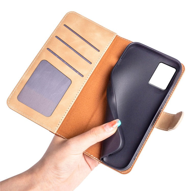 For Motorola Edge 30 Neo 5G Color Splicing PU Leather Shockproof Stand Wallet Case Magnetic Clasp Protective Cover - Yellow