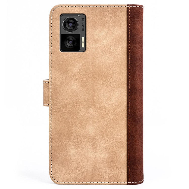 For Motorola Edge 30 Neo 5G Color Splicing PU Leather Shockproof Stand Wallet Case Magnetic Clasp Protective Cover - Yellow