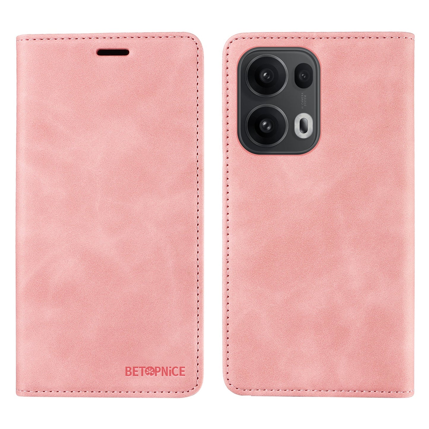 For Oppo Reno14 Pro 5G (China) / Oppo Reno13 Pro 5G / Oppo Reno14 Pro 5G (Global) Case BETOPNICE Magnetic Closure RFID Blocking Wallet Stand Leather Phone Cover - Pink