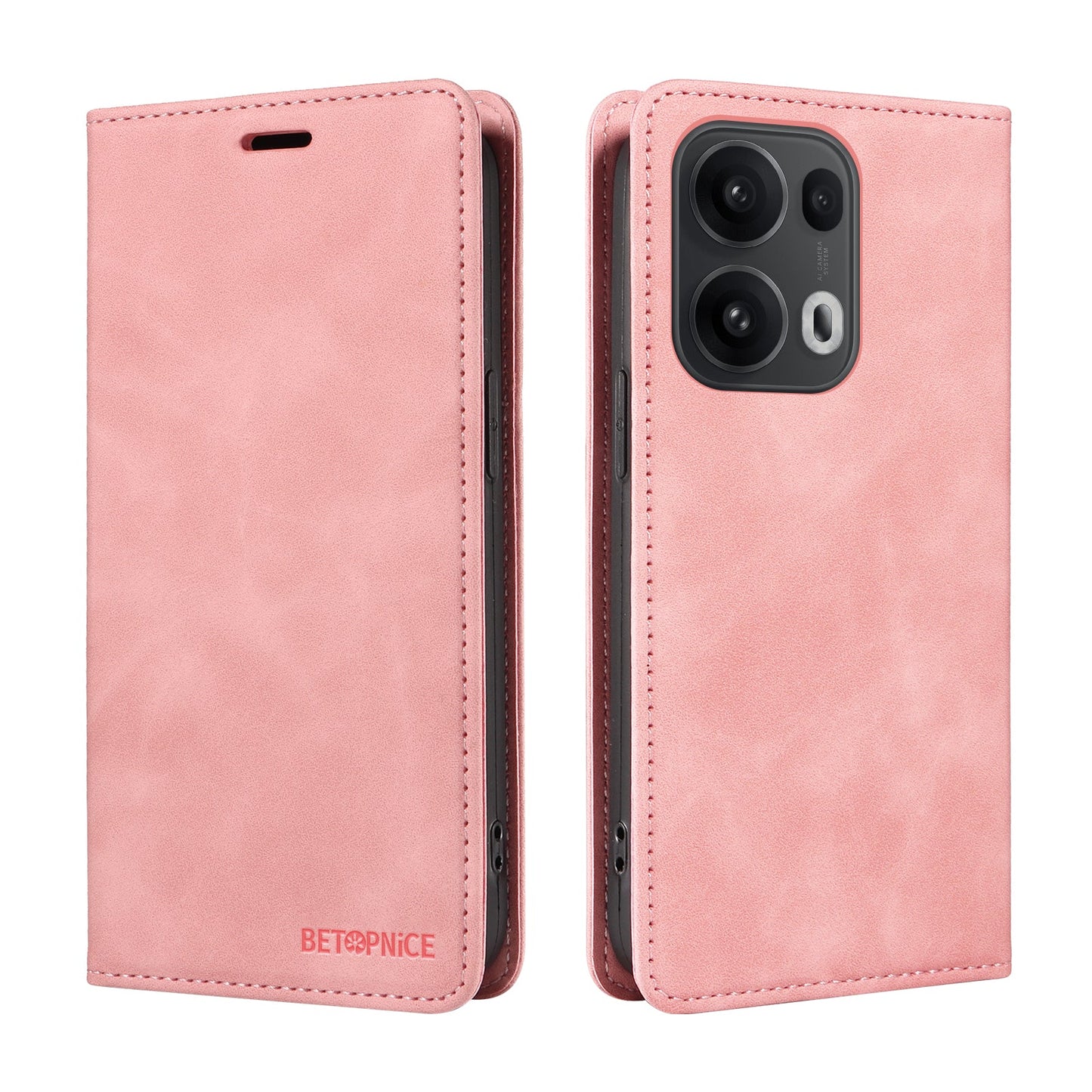 For Oppo Reno14 Pro 5G (China) / Oppo Reno13 Pro 5G / Oppo Reno14 Pro 5G (Global) Case BETOPNICE Magnetic Closure RFID Blocking Wallet Stand Leather Phone Cover - Pink