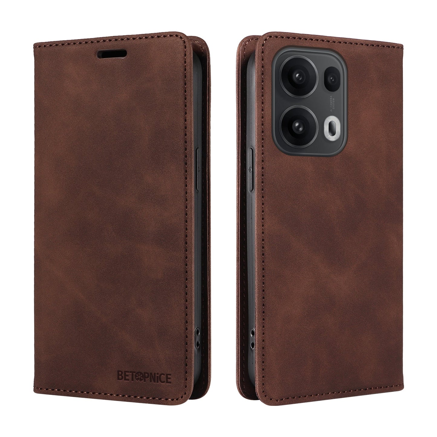 For Oppo Reno14 Pro 5G (China) / Oppo Reno13 Pro 5G / Oppo Reno14 Pro 5G (Global) Case BETOPNICE Magnetic Closure RFID Blocking Wallet Stand Leather Phone Cover - Brown