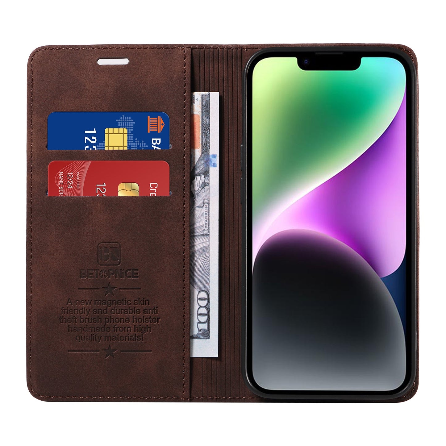 For Oppo Reno14 Pro 5G (China) / Oppo Reno13 Pro 5G / Oppo Reno14 Pro 5G (Global) Case BETOPNICE Magnetic Closure RFID Blocking Wallet Stand Leather Phone Cover - Brown
