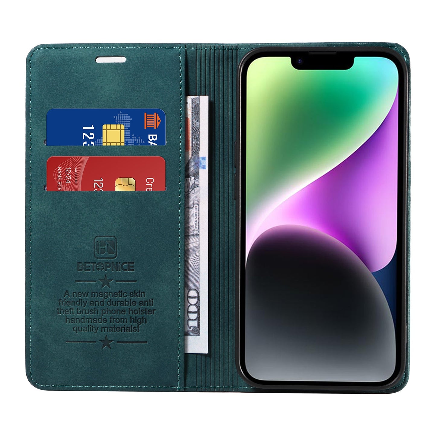 For Oppo Reno14 Pro 5G (China) / Oppo Reno13 Pro 5G / Oppo Reno14 Pro 5G (Global) Case BETOPNICE Magnetic Closure RFID Blocking Wallet Stand Leather Phone Cover - Green