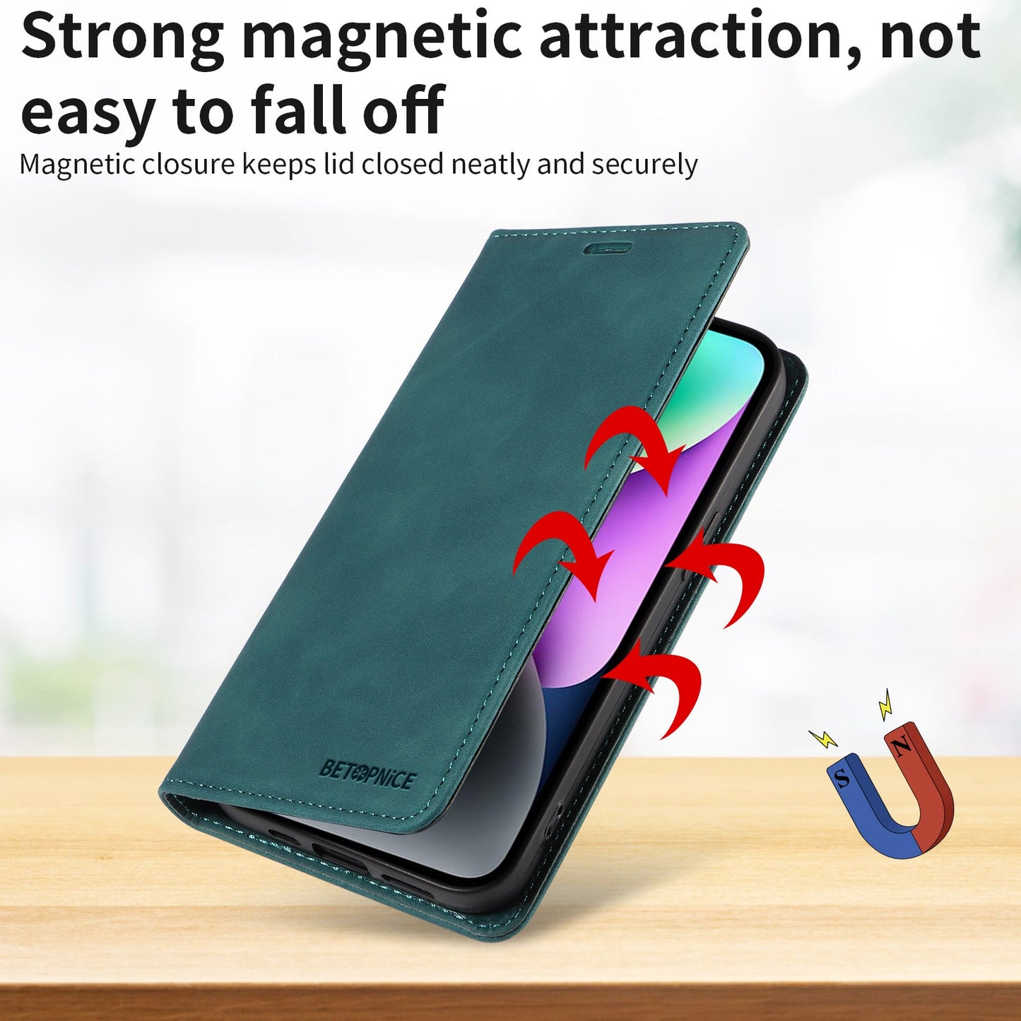 For Oppo Reno14 Pro 5G (China) / Oppo Reno13 Pro 5G / Oppo Reno14 Pro 5G (Global) Case BETOPNICE Magnetic Closure RFID Blocking Wallet Stand Leather Phone Cover - Green