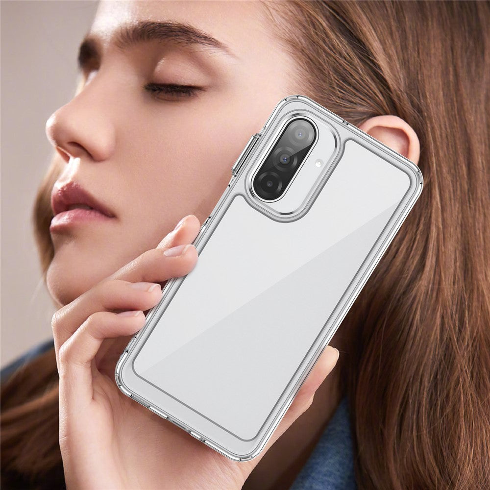 For Samsung Galaxy A17 5G Clear Phone Case WANLONFENG MF2 Series TPU Acrylic Cover with 2Pcs Tempered Glass - Transparent