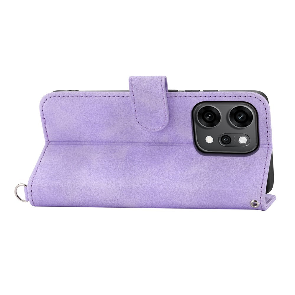 For Oppo Reno14 Pro 5G (Global) Case Flower Pattern PU Leather Wallet Phone Cover with Strap - Light Purple