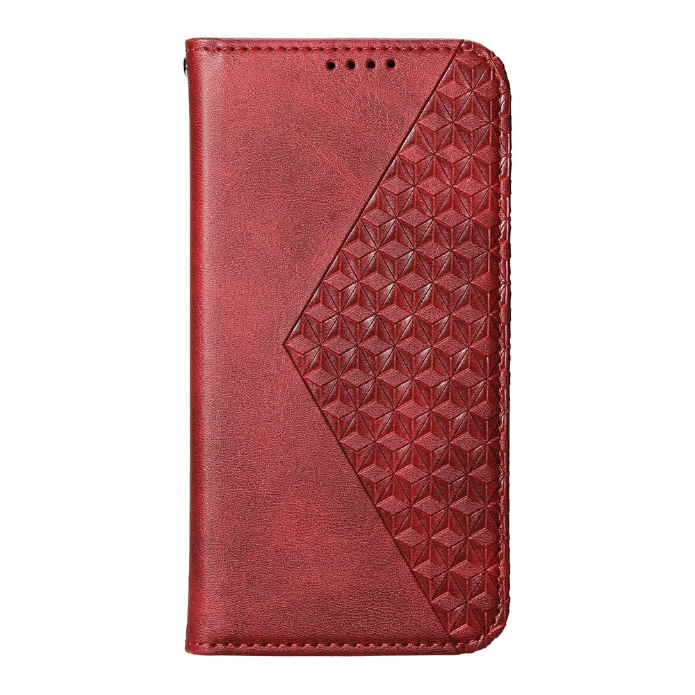 For iPhone 17 Pro Max Case Calf Texture PU Leather Wallet Phone Cover with Wrist Strap - Red