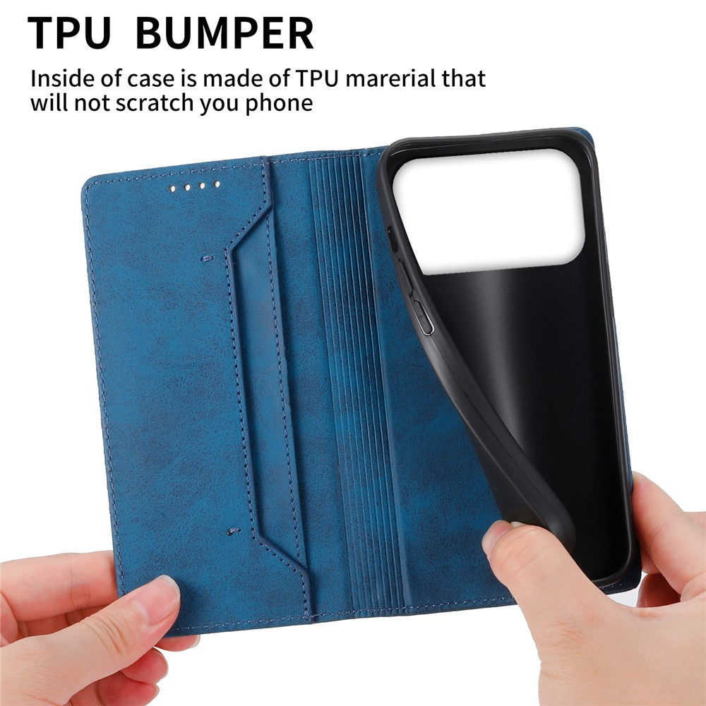 For iPhone 17 Pro Max Wallet Case RFID Blocking PU Leather Phone Cover - Blue