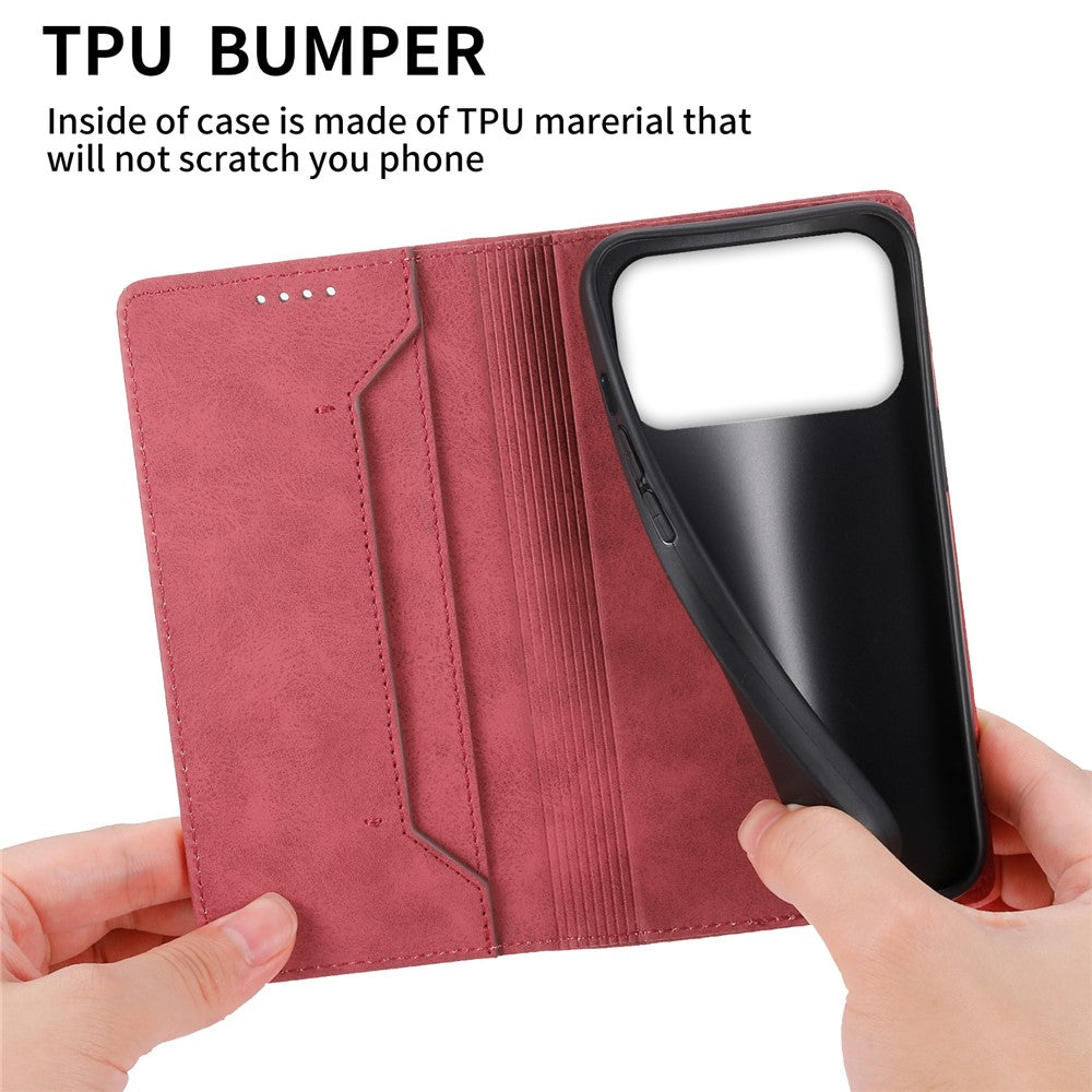 For iPhone 17 Pro Max Wallet Case RFID Blocking PU Leather Phone Cover - Red