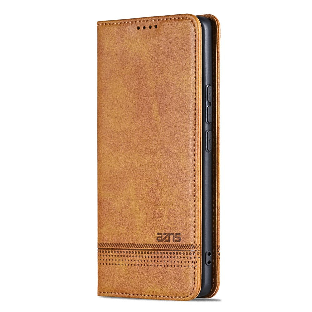 AZNS For Oppo Reno14 Pro 5G (Global) Case Cowhide Texture PU Leather Wallet Phone Cover - Brown
