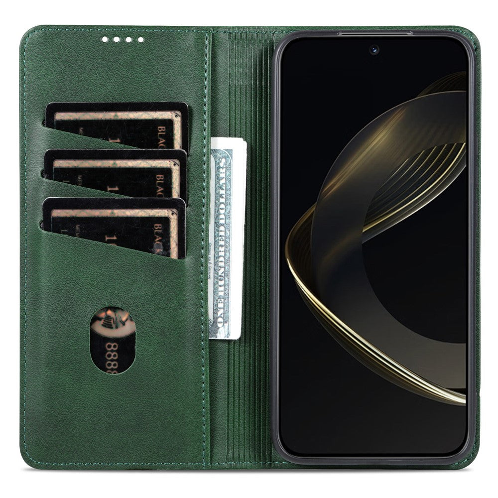 AZNS For Oppo Reno14 Pro 5G (Global) Case Cowhide Texture PU Leather Wallet Phone Cover - Green