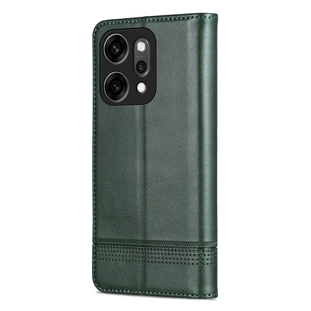 AZNS For Oppo Reno14 Pro 5G (Global) Case Cowhide Texture PU Leather Wallet Phone Cover - Green