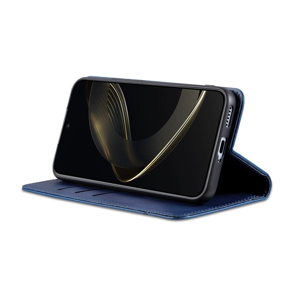 AZNS For Oppo Reno14 Pro 5G (Global) Case Cowhide Texture PU Leather Wallet Phone Cover - Blue