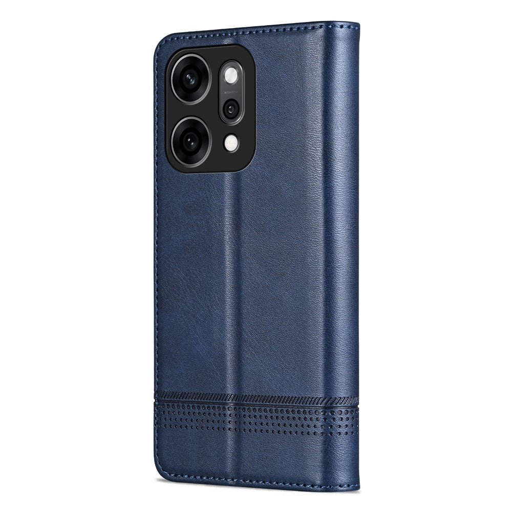 AZNS For Oppo Reno14 Pro 5G (Global) Case Cowhide Texture PU Leather Wallet Phone Cover - Blue