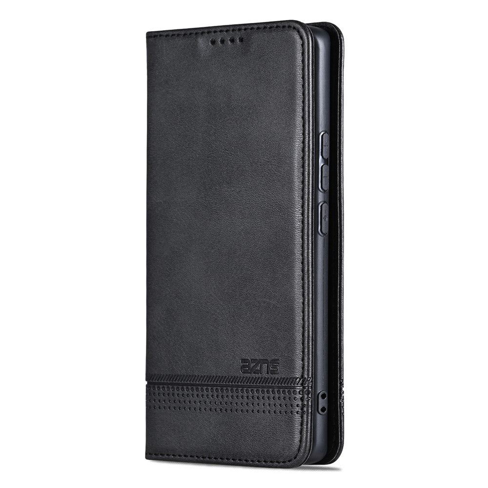 AZNS For Oppo Reno14 Pro 5G (Global) Case Cowhide Texture PU Leather Wallet Phone Cover - Black